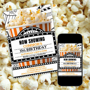 Orange Popcorn Filmkvälls Festinbjudan Inbjudningar