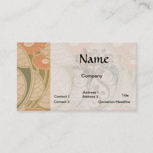 orange poppies art noueveau stil visitkort