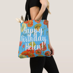 Orange Poppies Blommigt blommor Birthday Womans Ba Tygkasse
