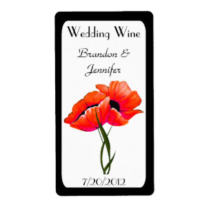Orange Poppies Bröllop Mini Vin-etiketter Fraktsedel