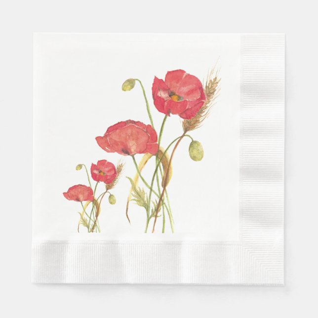 Orange Poppies Cocktail Napkin Pappersservett (Framsidan)