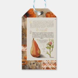 Orange Poppies, Pear, Play, Fall Harvest Collage Presentetikett