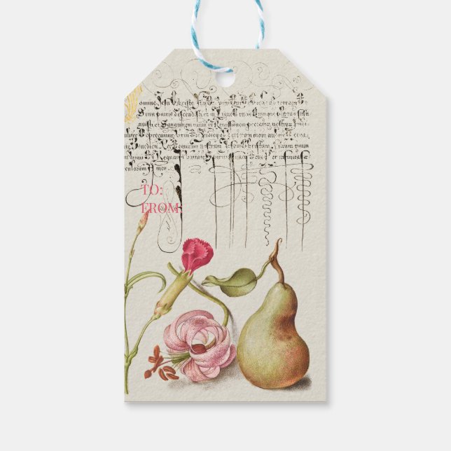 Orange Poppies, Pear, Play, Fall Harvest Collage Presentetikett (Baksidan)