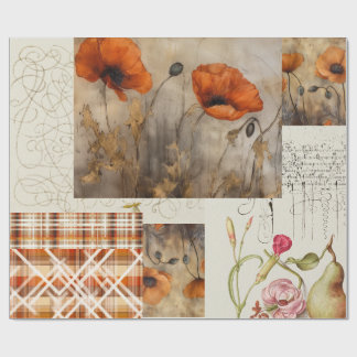 Orange Poppies & Play for Decoupage eller Giftwrap Presentpapper