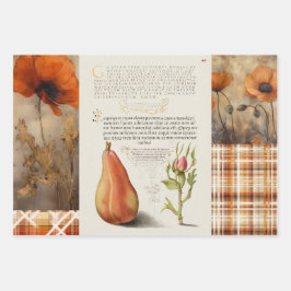 Orange Poppies, Play och Pear Collage Giftwrap