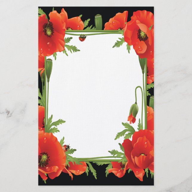 Orange Poppies - statisk Brevpapper (Framsida)