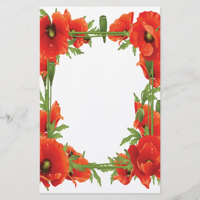 Orange Poppies - statisk Brevpapper (Framsida)