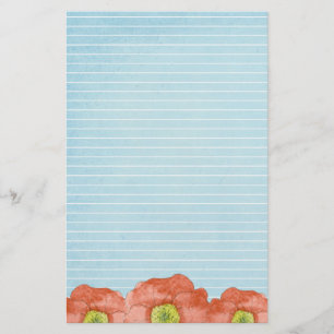 Orange Poppies Watercolor Linted Brev Writer Brevpapper