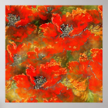 Orange Poppies Watercolor Mönster Poster
