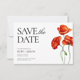 Orange poppies watercolor wedding  spara datumet