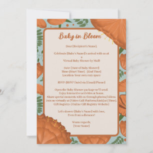 Orange Poppy Baby Shower efter Avstånd Inbjudningar