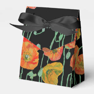 Orange Poppy Blommigt Bröllop Cake Favoritbox Presentaskar