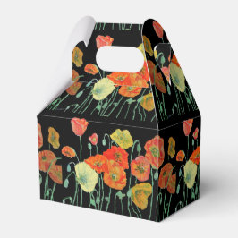 Orange Poppy Blommigt Bröllop Cake Favoritbox Presentaskar