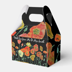 Orange Poppy Blommigt Bröllop Cake Favoritbox Presentaskar