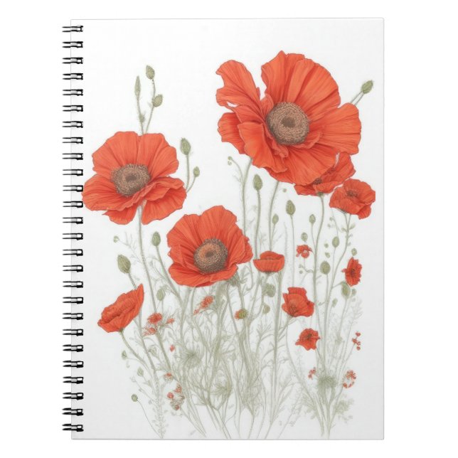Orange Poppy Flowers Anteckningsbok (Framsidan)