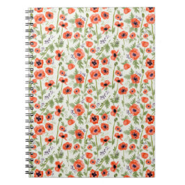 Orange Poppy Flowers Anteckningsbok