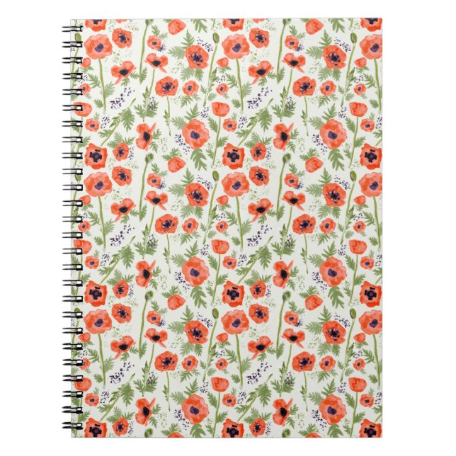 Orange Poppy Flowers Anteckningsbok (Framsidan)