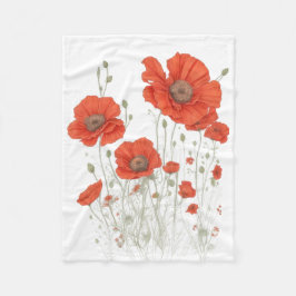 Orange Poppy Flowers Fleecefilt