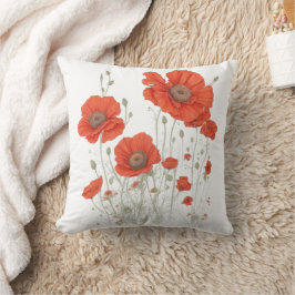 Orange Poppy Flowers Kudde