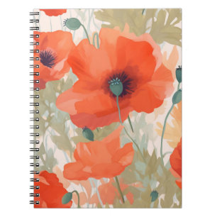 Orange Poppy Meadow Anteckningsbok
