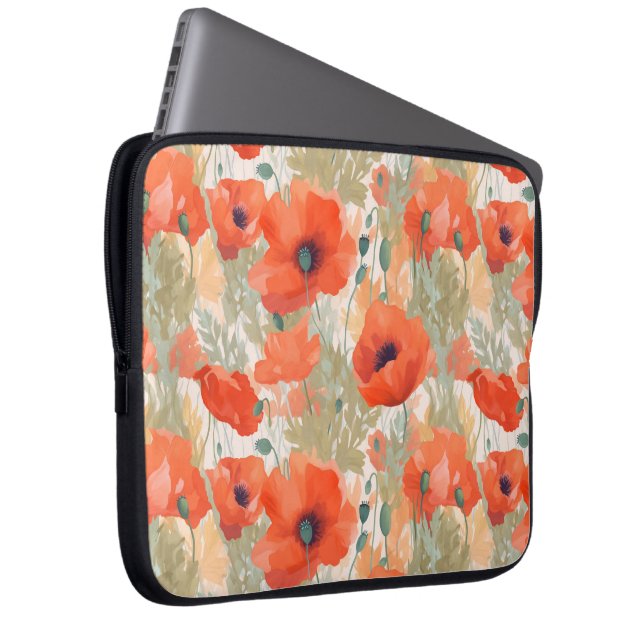 Orange Poppy Meadow Laptop Fodral (Framsidan Höger)