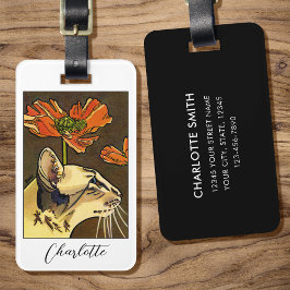 Orange poppy Oriental Cat Anpassningsbar Bagagebricka