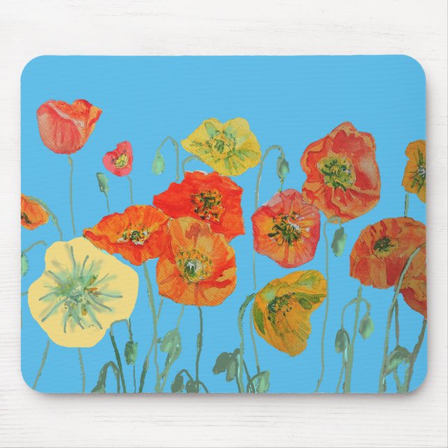 Orange Poppy Poppies Art Computer Musmatta Pad (Framsidan)