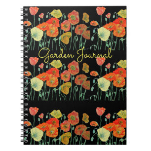Orange Poppy Poppies Blommigt Garden Journal Bok Anteckningsbok