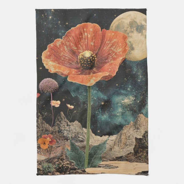 Orange Poppy under Moonlight Kökshandduk (Vertikal)