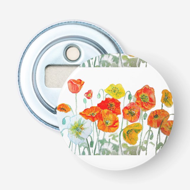 Orange Poppy Wedding Favour Floral Flower Flasköppnare (Framsidan)