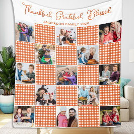 Orange Pput Personlig Family 13 Photo Collage Fleecefilt