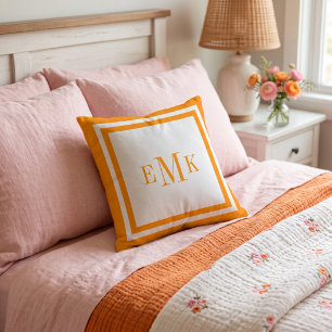 Orange Preppy Lintband Prickar Anpassad Monogram Kudde