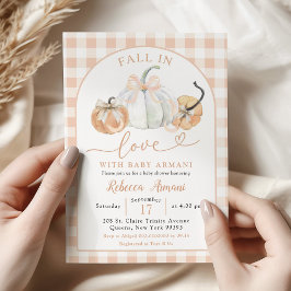 Orange Preppy Pumpa Fall In Love Baby Shower Inbjudningar