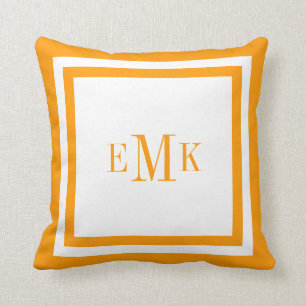 Orange Preppy Ribbon Dots Anpassningsbar Monogram Kudde