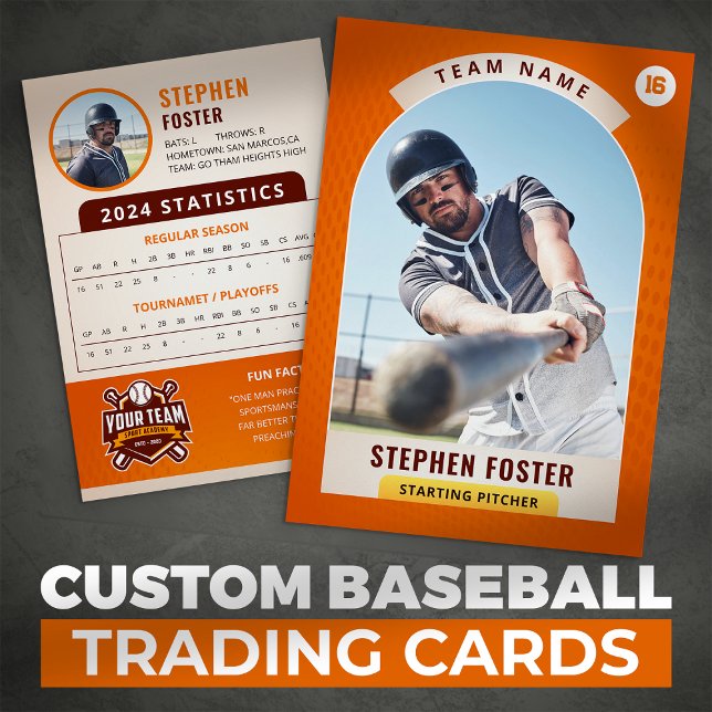 Orange Pro Baseball Trading Card Spelar Foto (Skapare uppladdad)
