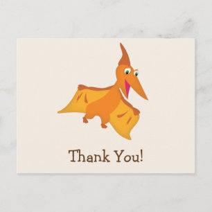 Orange Pterodactyl Dinosaur Tack Vykort