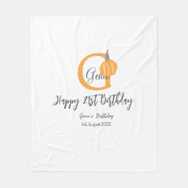 Orange Pumkin-födelsedag 21:a grått-pastellfallet Fleecefilt