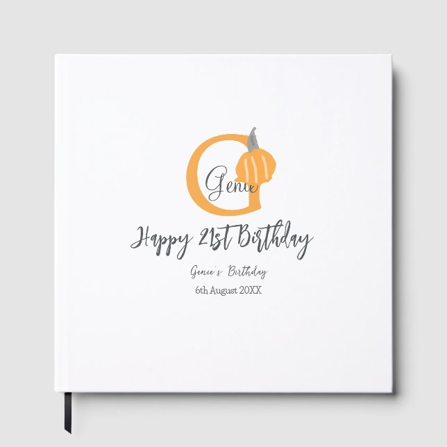 Orange Pumkin-födelsedag 21:a grått-pastellfallet Gästböcker (Framsida)