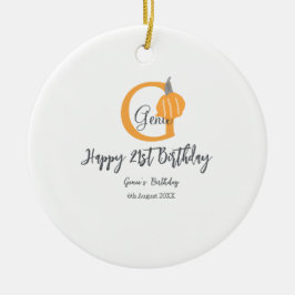Orange Pumkin-födelsedag 21:a grått-pastellfallet Julgransprydnad Keramik