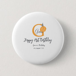 Orange Pumkin-födelsedag 21:a grått-pastellfallet Knapp