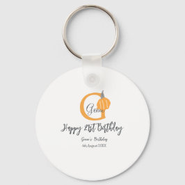 Orange Pumkin-födelsedag 21:a grått-pastellfallet Nyckelring