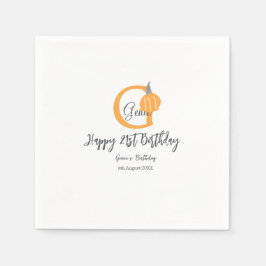 Orange Pumkin-födelsedag 21:a grått-pastellfallet Pappersservett