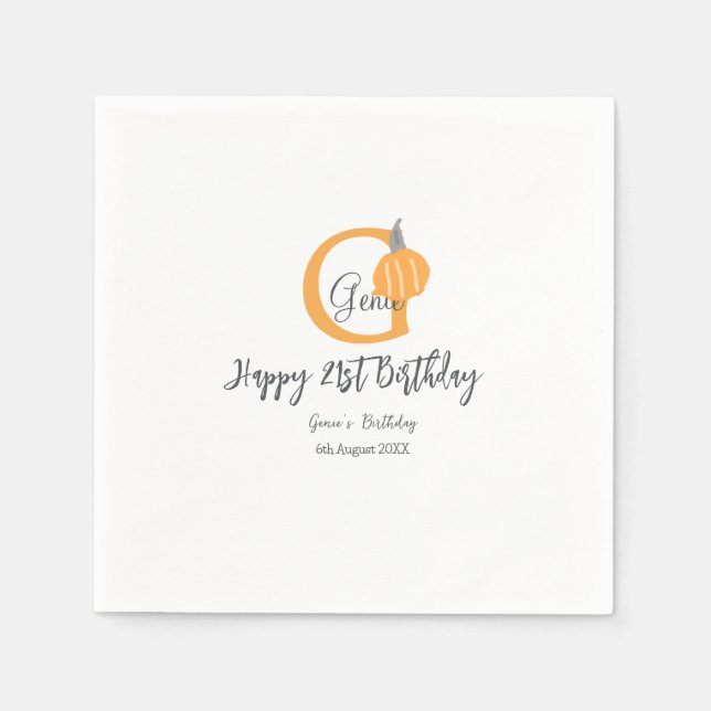 Orange Pumkin-födelsedag 21:a grått-pastellfallet Pappersservett (Framsidan)