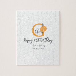 Orange Pumkin-födelsedag 21:a grått-pastellfallet Pussel