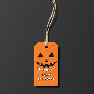 Orange Pumpa Gott Halloween Din Anpassade Text Presentetikett