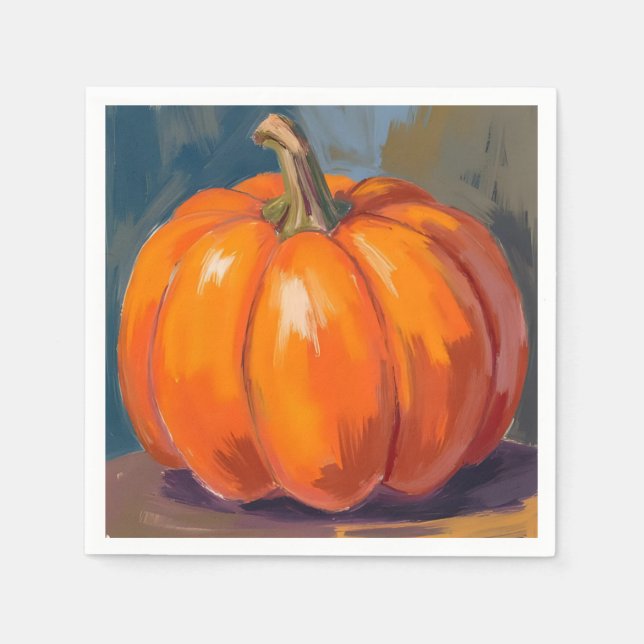 Orange Pumpa Halloween Thanksgiving Vattenfärg Pappersservett (Framsidan)