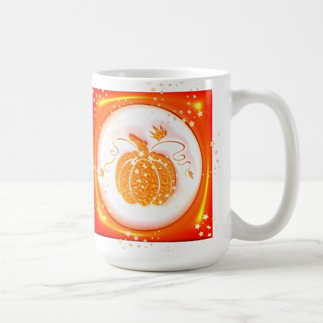 Orange Pumpa, Höst, Tackgivelsedagen, Halloween Kaffemugg (Höger)