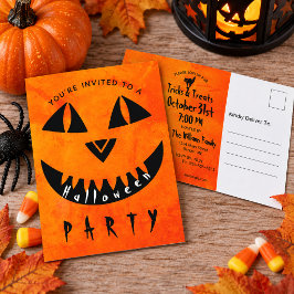 Orange Pumpa Jack O' Lantern Halloweenfest Inbjudan Vykort