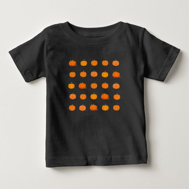 Orange Pumpa Mönster T Shirt (Framsida)