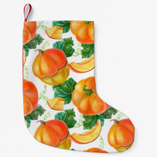 Orange pumpa på vit bakgrund. Sömlös pinne Liten Julstrumpa